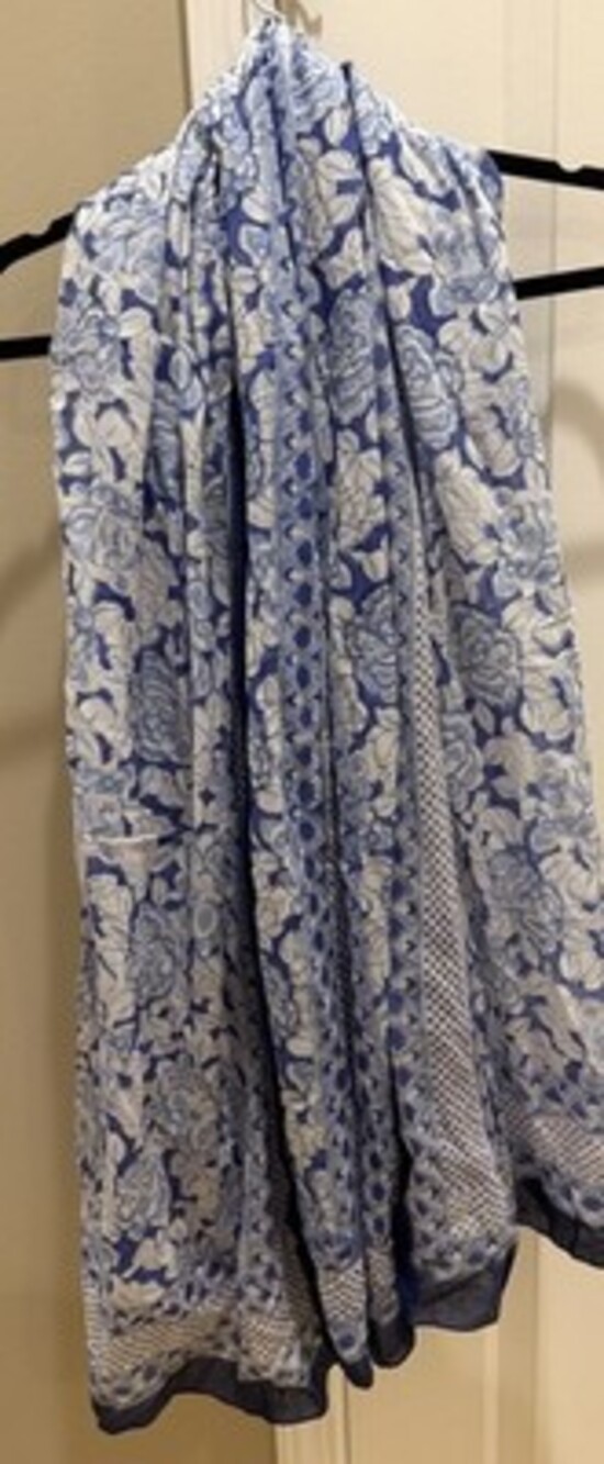 Aurbelle Ibiza Blue and White Floral Print Scarf